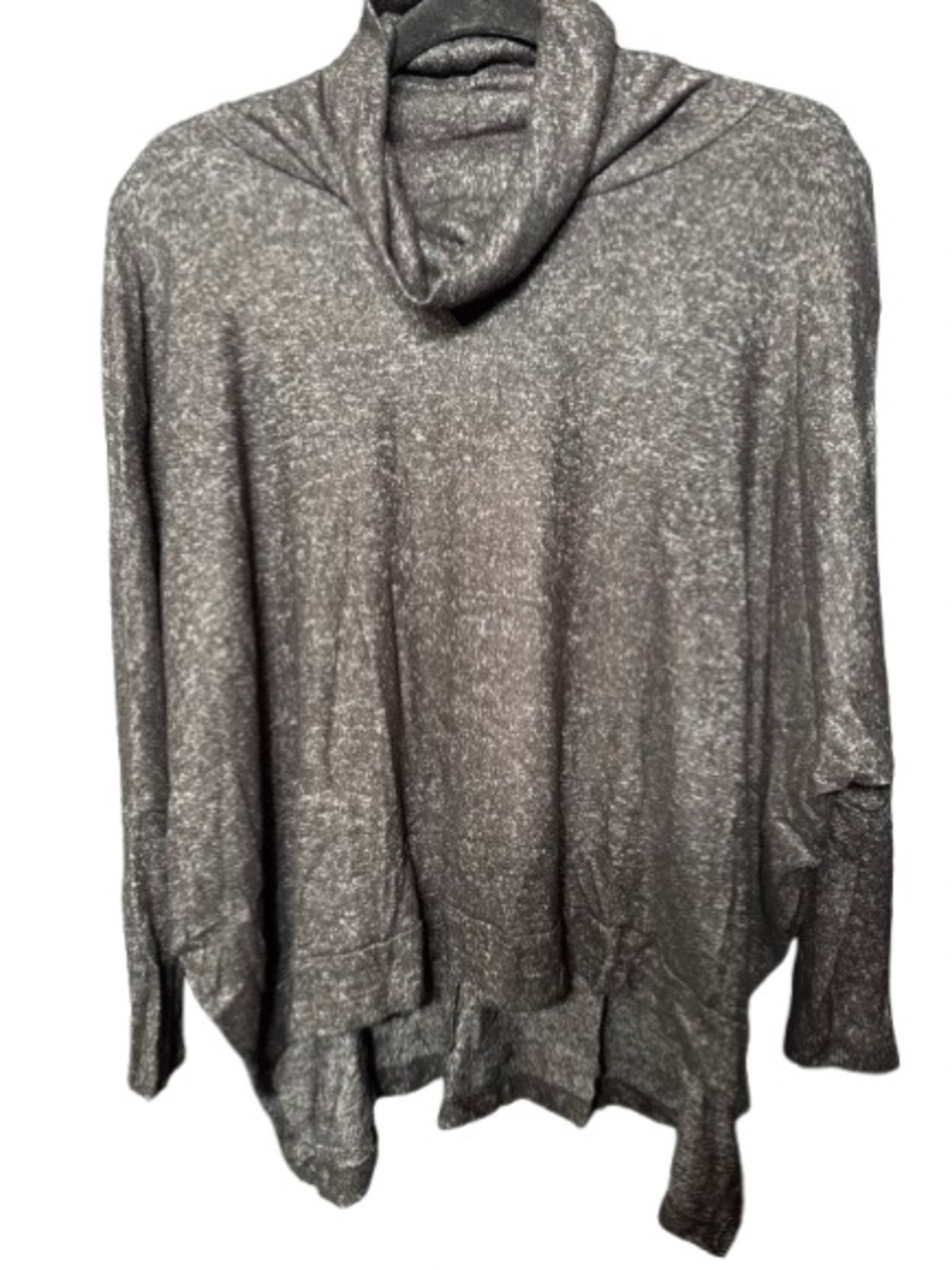 B045 First Love Split High Low Hem Drop Shoulder Cowl Neck Sweater